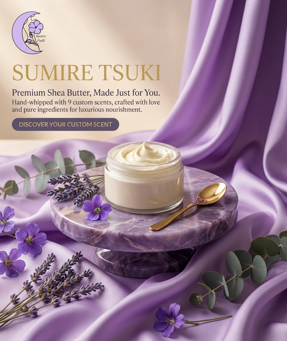 Hand-Whipped Shea Butter on Elegant Purple Marble Display
